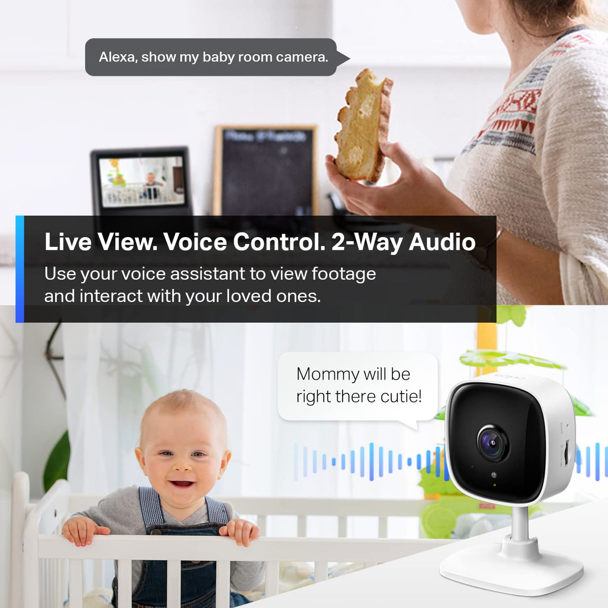 Tapo 1080P Indoor Security Camera, Baby Monitor, Dog Camera, C100(4-Pack)