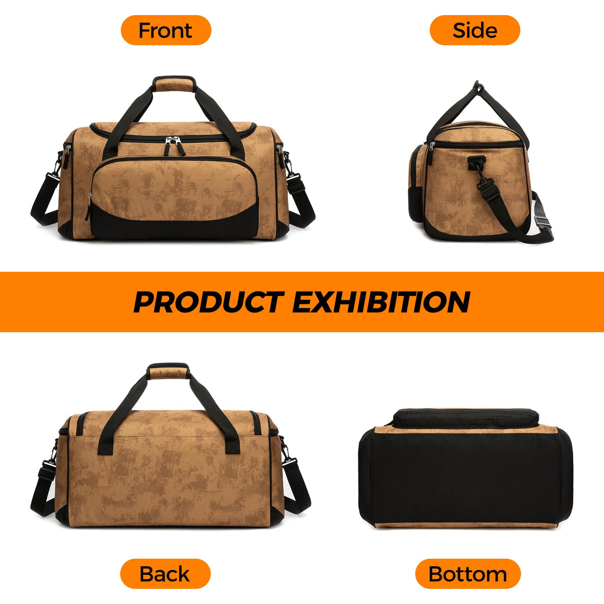 Gym Bag for Men & Women - 50L Large Duffle Bag for Travel, Black