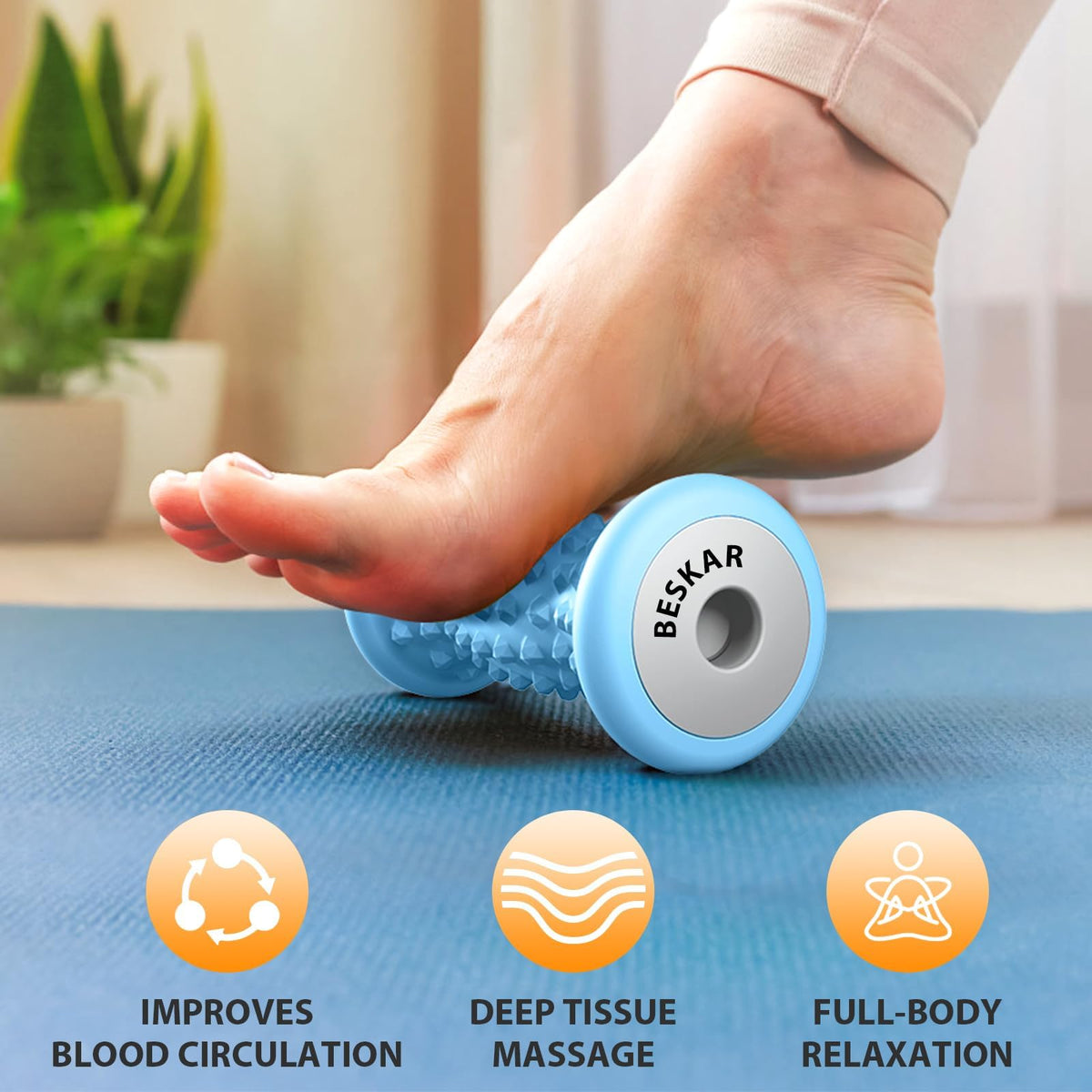 BESKAR Foot Massager Roller for Plantar Fasciitis Relief