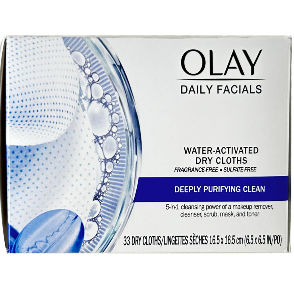 Olay Makeup Remover Wipes, Daily Facials Deep Clean Face Cleanser for Normal to Oily Skin, Alcohol & Fragrance Free, Soft Face Wash Towels, Travel Essentials for Women, Convenient Dry Cloths, 66 ct