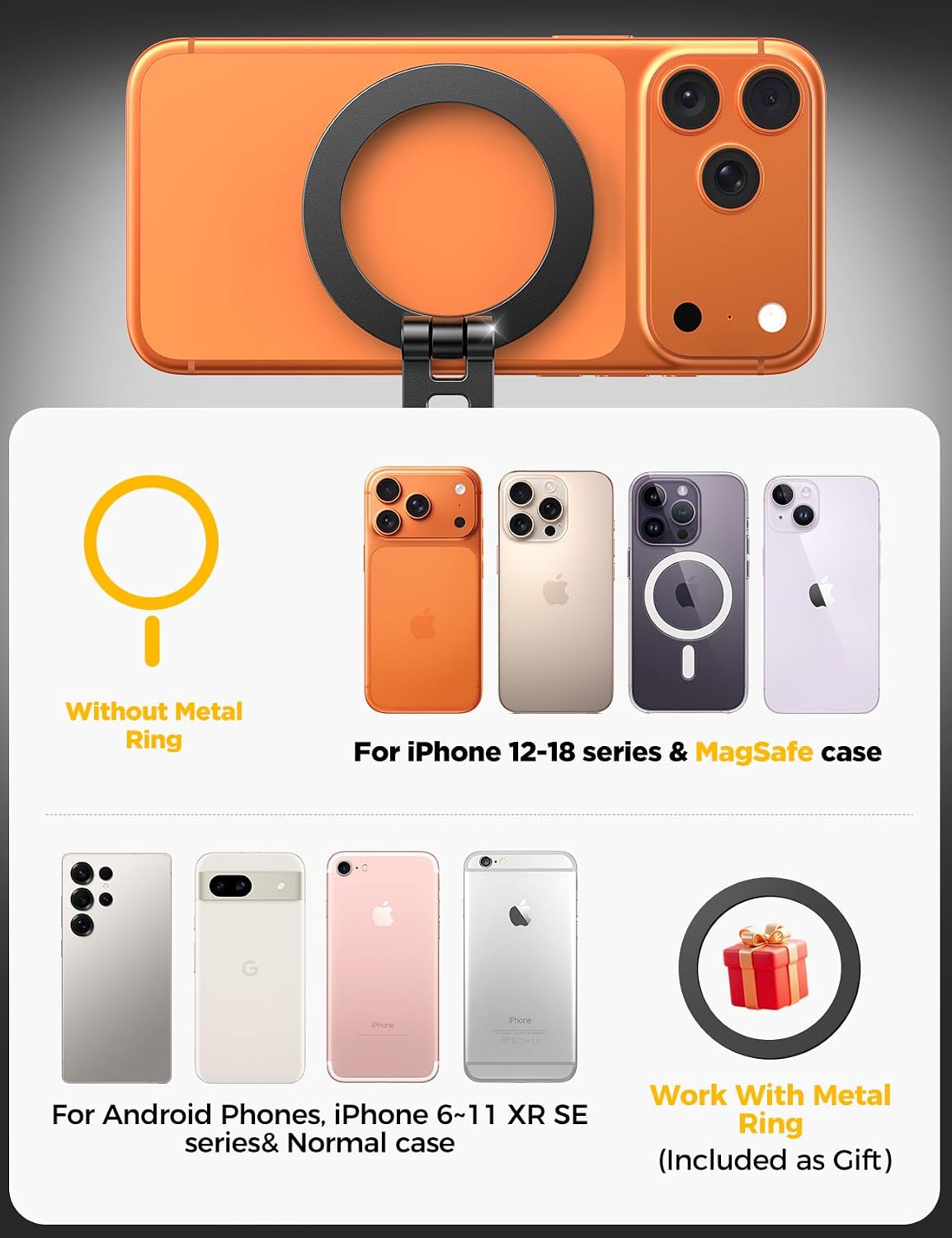 JOYROOM Magnetic Phone Holder for Gym, Dual-Sided 10x N55 Magnets with Hook