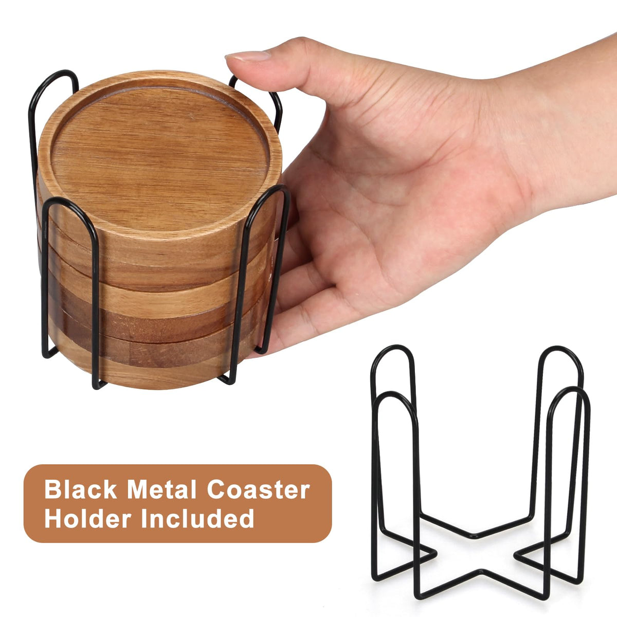 Wooden Coaster Set of 6 Coffee Table Decor Bar Cup Drink Coasters Holder
