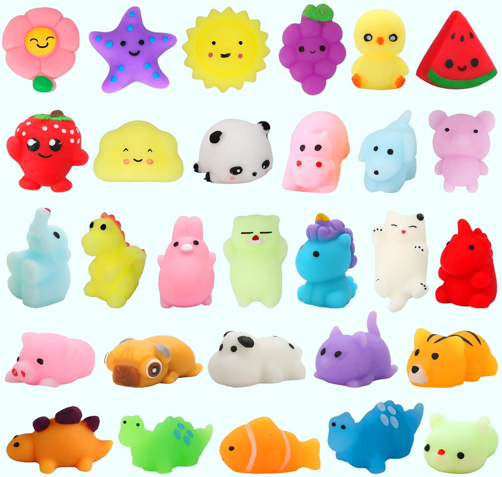 30 Pack Squishy Toys, Kawaii Squishies Party Favors for Kids 4-8 8-12 Treasure Box Toys for Classroom Birthday Xmas Gifts Goodie Bag Mini Animals Mochi Squishy Stress Relief Sensory Toys Random