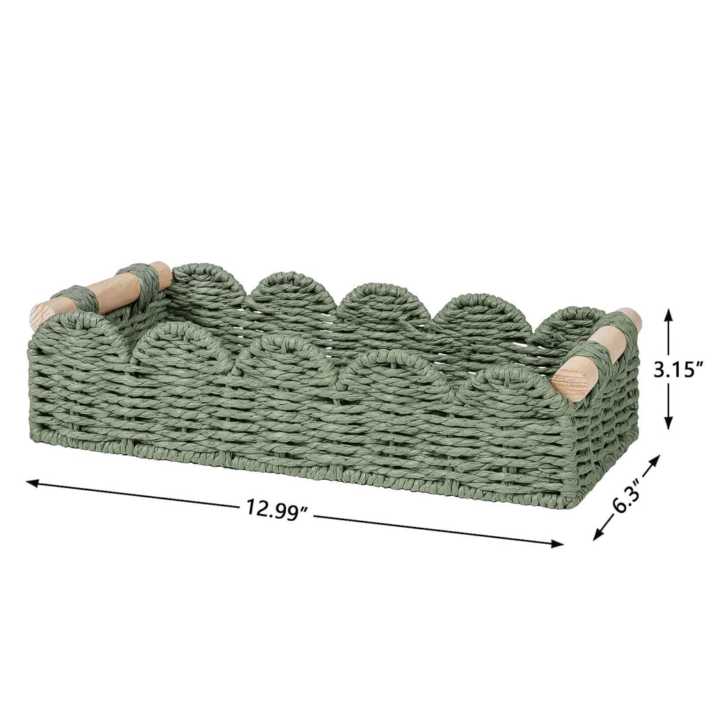CubesLand Scalloped Toilet Paper Storage Basket W/Handle for Home Decor