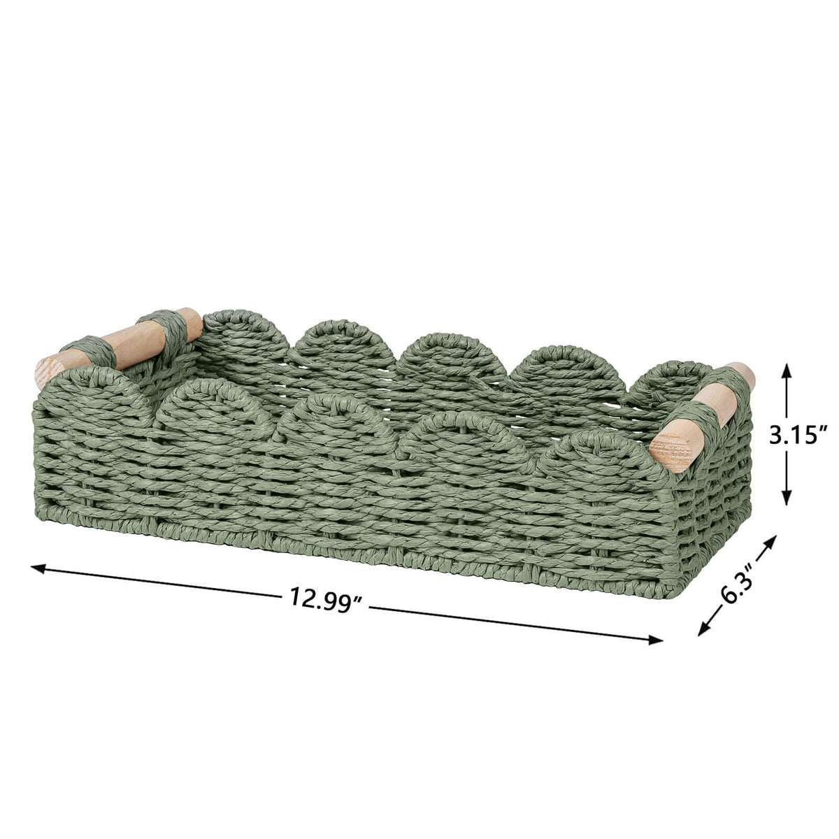 CubesLand Scalloped Toilet Paper Storage Basket W/Handle for Home Decor