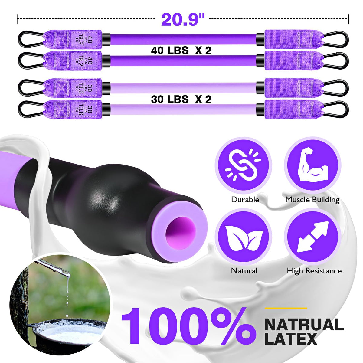 Pilates Bar Kit with Resistance Bands, Adjustable Pink Workout Set