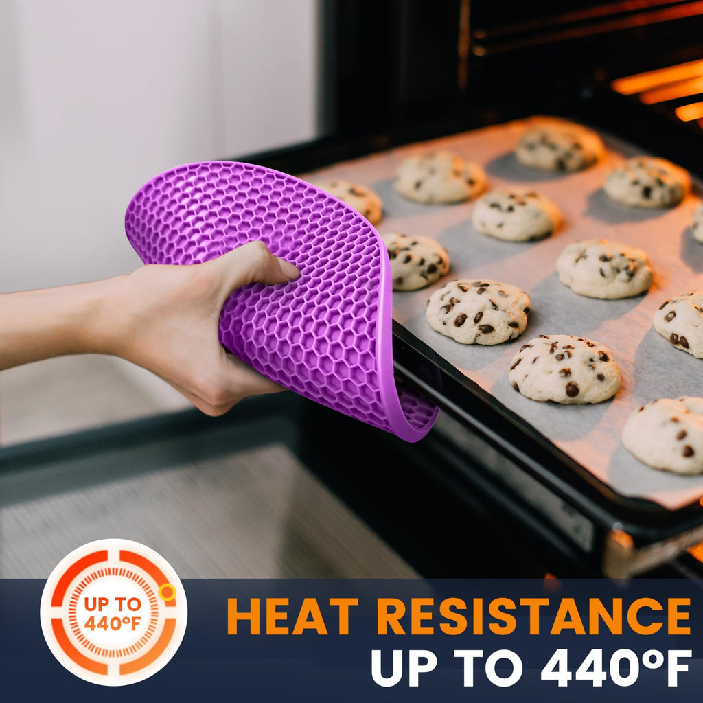 Silicone Trivet Mats 4 Heat Resistant Pot Holders Multipurpose Non-Slip Hot Pads for Kitchen Potholders, Drying mat, Jar Opener, Spoon Holder, Coaster(Dark Grey)