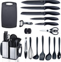Kitchen Utensils Set,18-Piece Cooking Utensils and Knife Set,Black