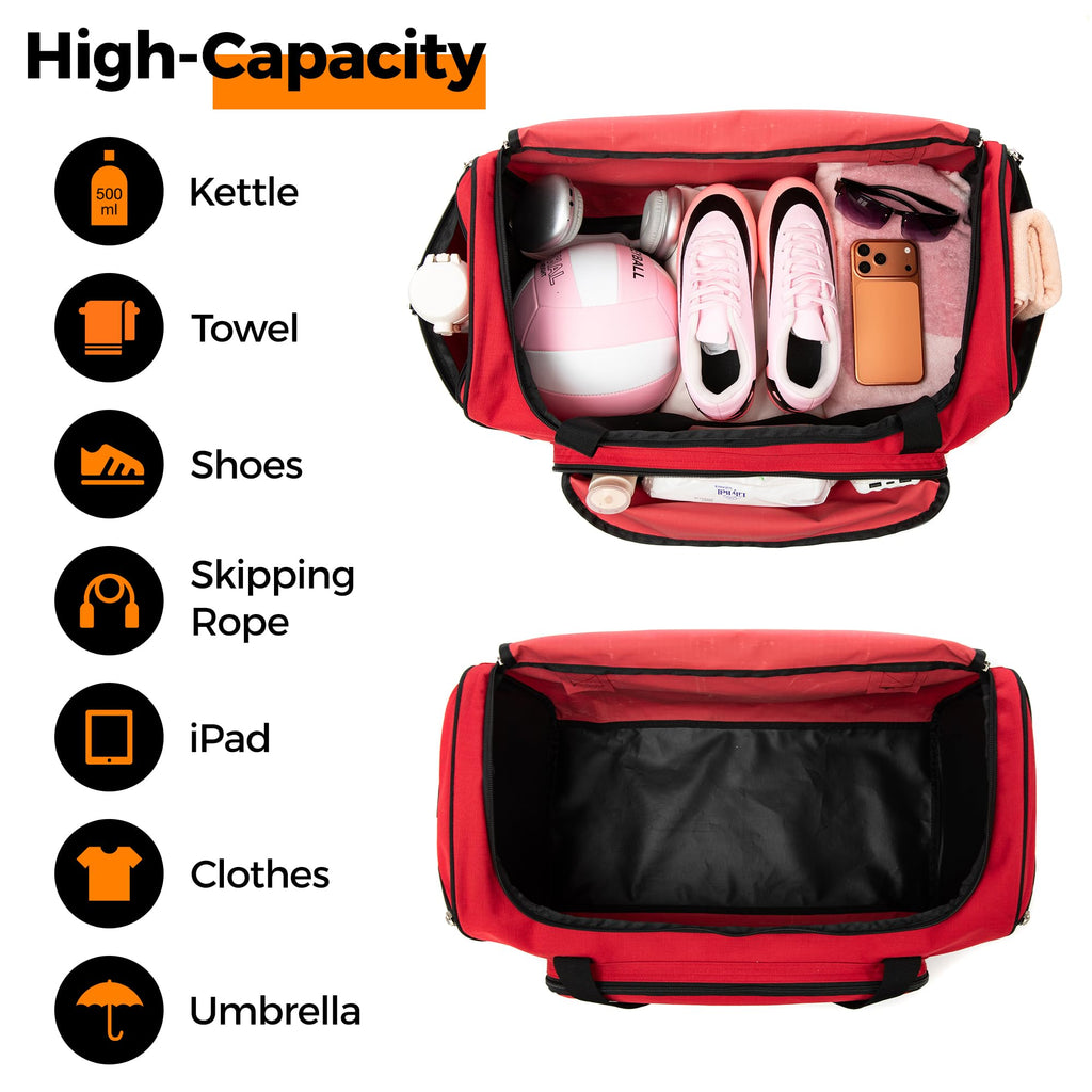 Gym Bag for Men & Women - 50L Large Duffle Bag for Travel, Black