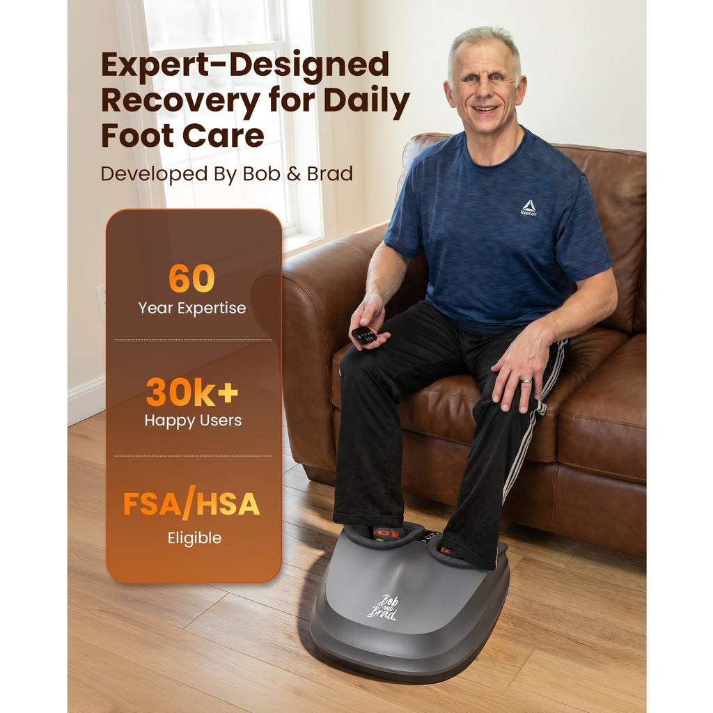 BOB AND BRAD Foot Massager Machine with Heat, FSA Eligible HSA Shiatsu Foot Massager for Plantar Fasciitis & Neuropathy with Kneading & Compression, Cordless Remote Control, Gift for Family, Size 14