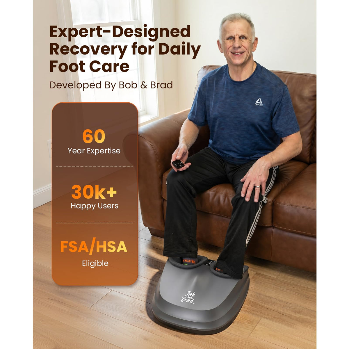 BOB AND BRAD Foot Massager Machine with Heat, FSA Eligible HSA Shiatsu Foot Massager for Plantar Fasciitis & Neuropathy with Kneading & Compression, Cordless Remote Control, Gift for Family, Size 14
