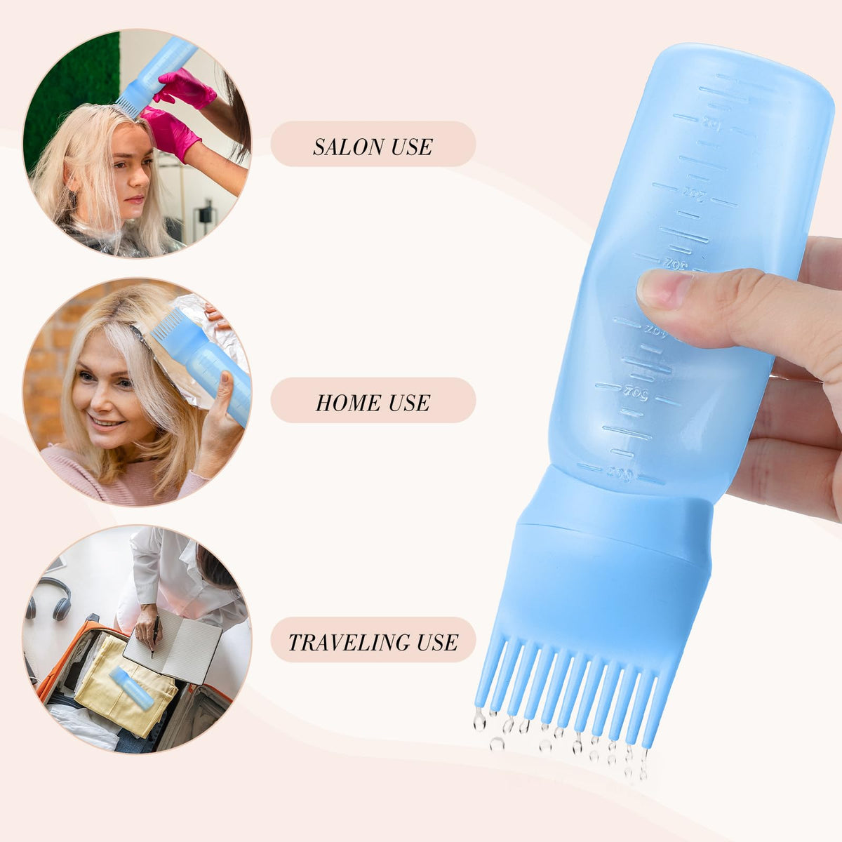 Pimoys 2Pcs 6Oz Root Comb Hair Dye Oil Applicator Bottles For Scalp, Purple