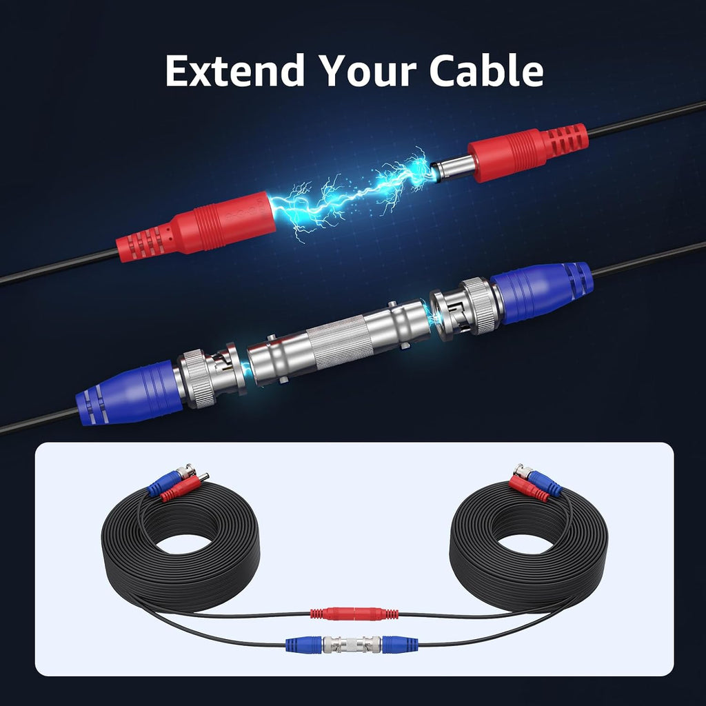 ANNKE 4 Pack 30M/100ft All-in-One Video Power Cables, BNC CCTV Camera Wire