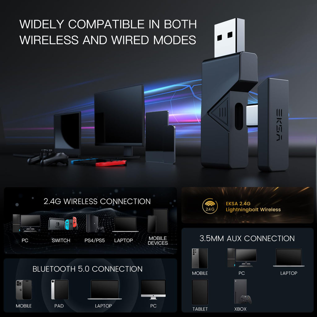 EKSA E900 Pro USB Gaming Headset for PC, 7.1 Surround Sound, 50MM Driver