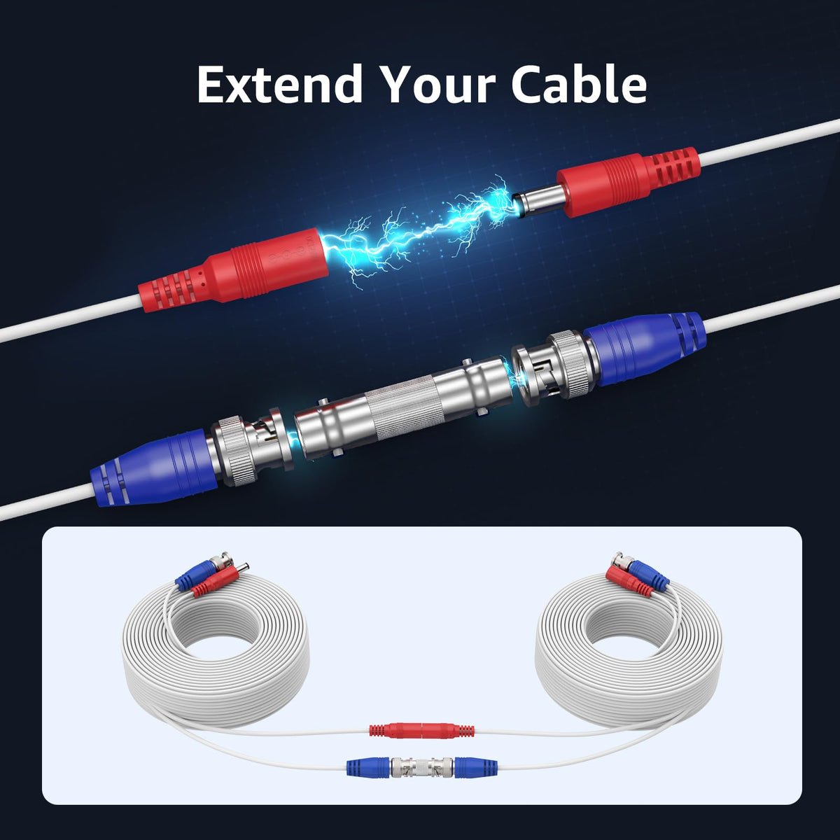 ANNKE 4 Pack 30M/100ft All-in-One Video Power Cables, BNC CCTV Camera Wire