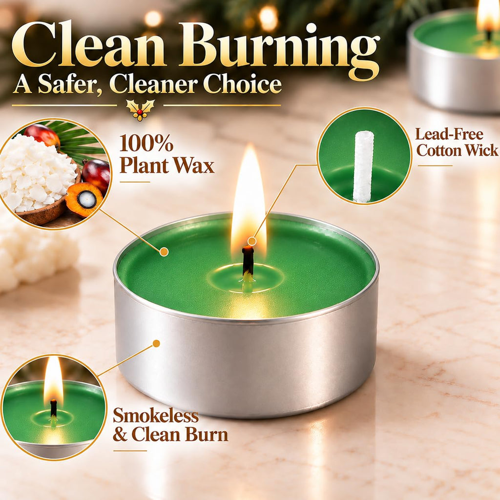 Tea Lights Candles 80 Pack, 4 Hour Palm Wax Tealight Candle Set