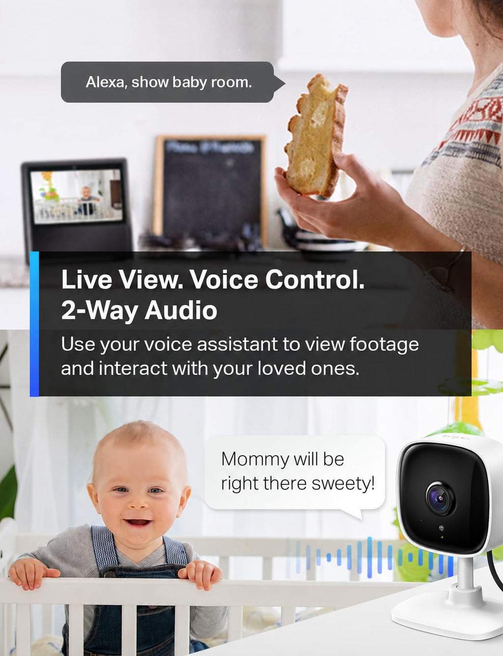 Tapo 1080P Indoor Security Camera, Baby Monitor, Dog Camera, C100(4-Pack)