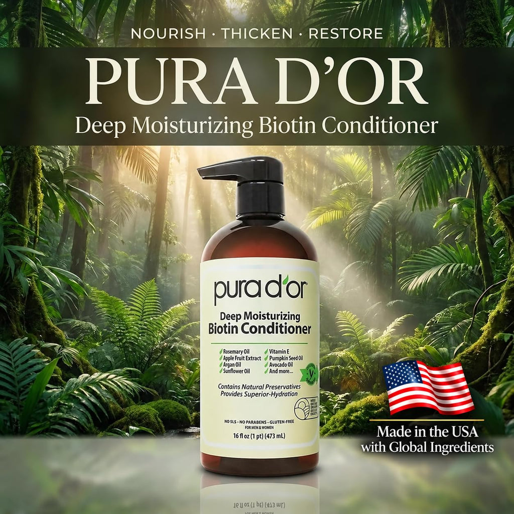 PURA D'OR Apple Cider Vinegar Shampoo & Conditioner Clarifying Set, 16oz x2