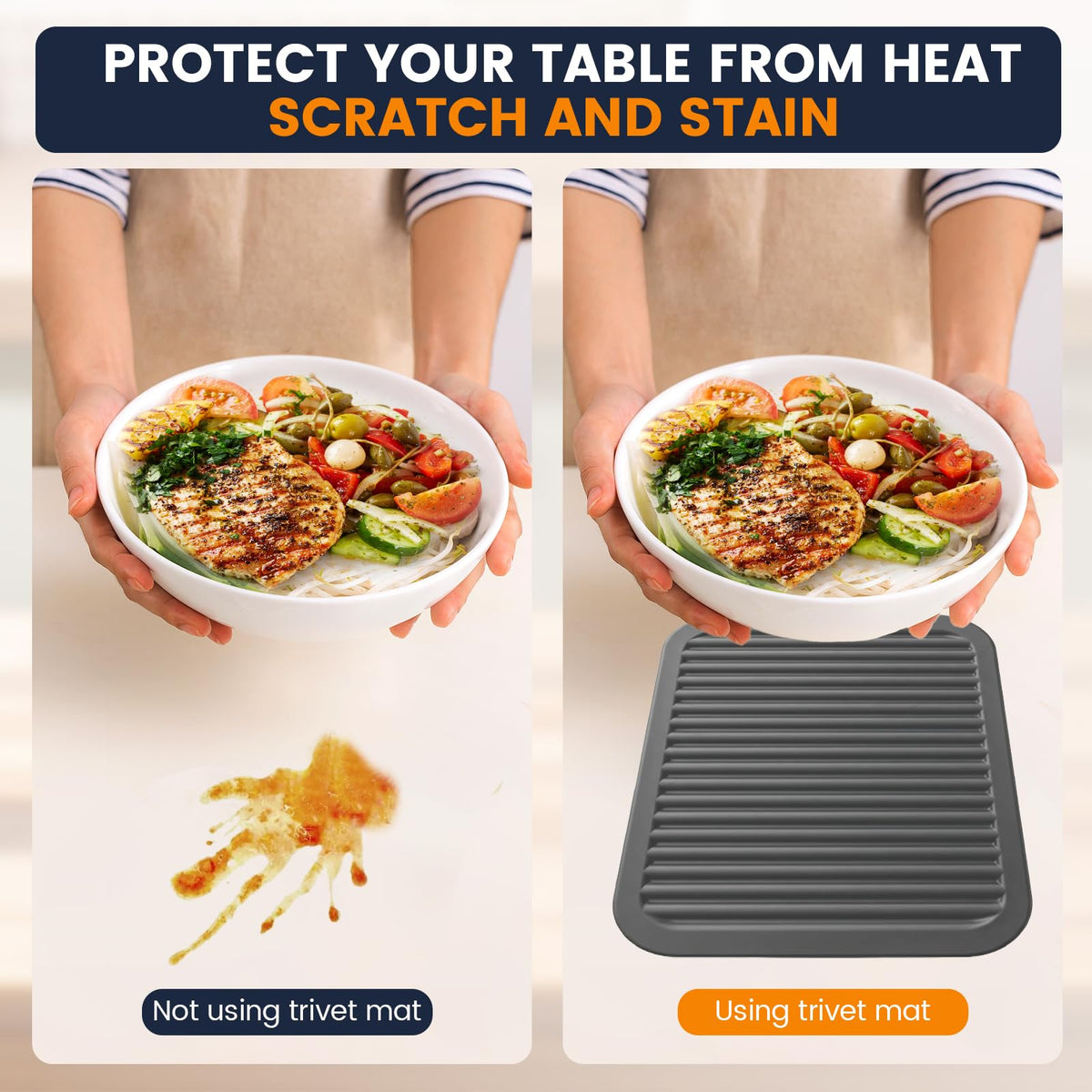 Silicone Trivet Mats 4 Heat Resistant Pot Holders Multipurpose Non-Slip Hot Pads for Kitchen Potholders, Drying mat, Jar Opener, Spoon Holder, Coaster(Dark Grey)