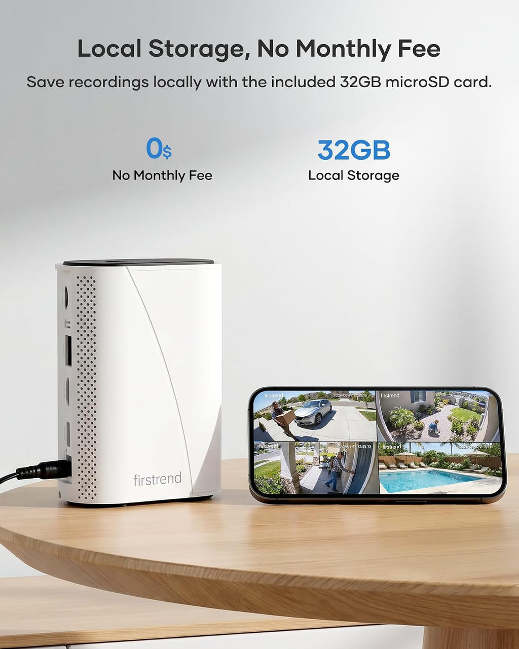firstrend 2K QHD Solar Security Cameras Wireless Outdoor, Solar Powered