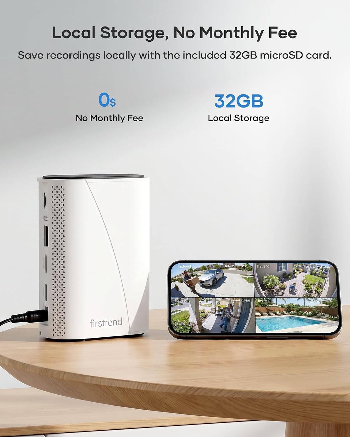 firstrend 2K QHD Solar Security Cameras Wireless Outdoor, Solar Powered