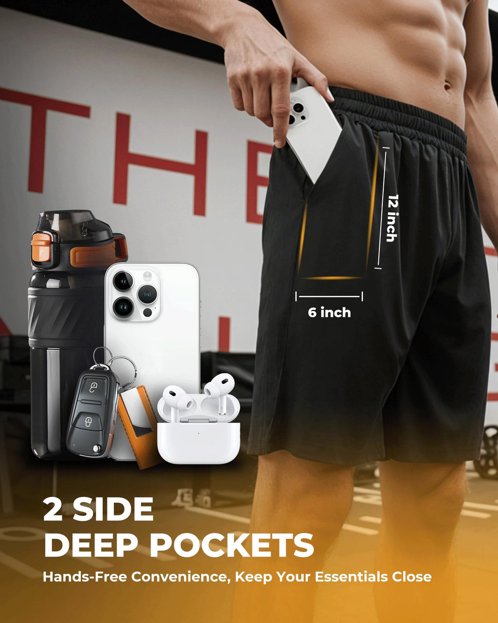 2 Pack Mens Gym Basketball Shorts - Athletic Black Workout Quick Dry Shorts