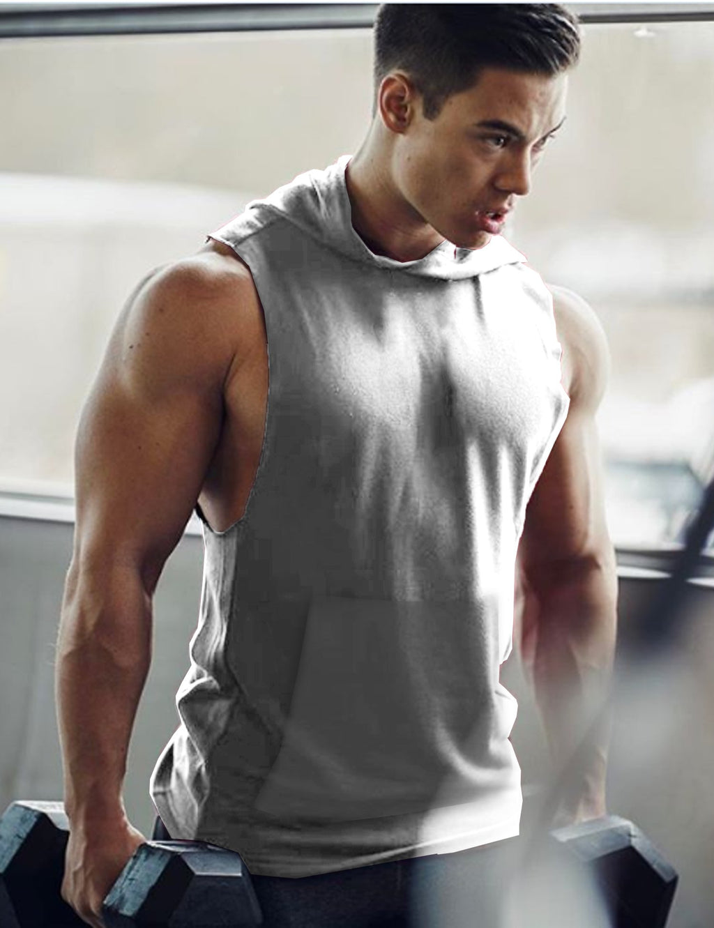 COOFANDY Men's Workout Hooded Tank Tops Bodybuilding Muscle Cut Off T Shirt Sleeveless Gym Hoodies