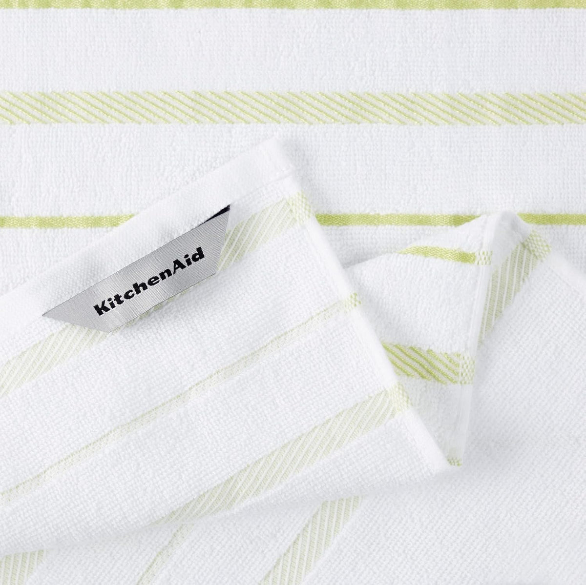 KitchenAid Albany Kitchen Towel 4-Pack Set, Milkshake Tan/White, 16"x26"
