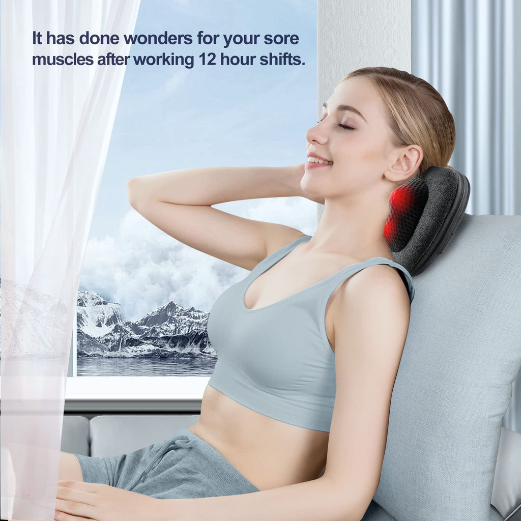 VIKTOR JURGEN Shiatsu Back Massager with Heat for Pain Relief, Gray