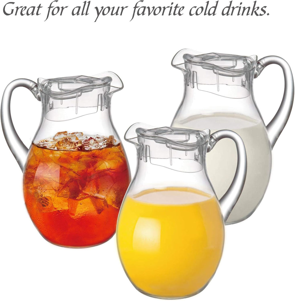 Bubbly - Plastic Pitcher (64 oz, 2 Quart), Clear Water Pitcher with Lid, Fridge Jug, BPA-Free, Shatter-Proof, Great for Iced Tea, Sangria, Lemonade, Juice, Milk, and More