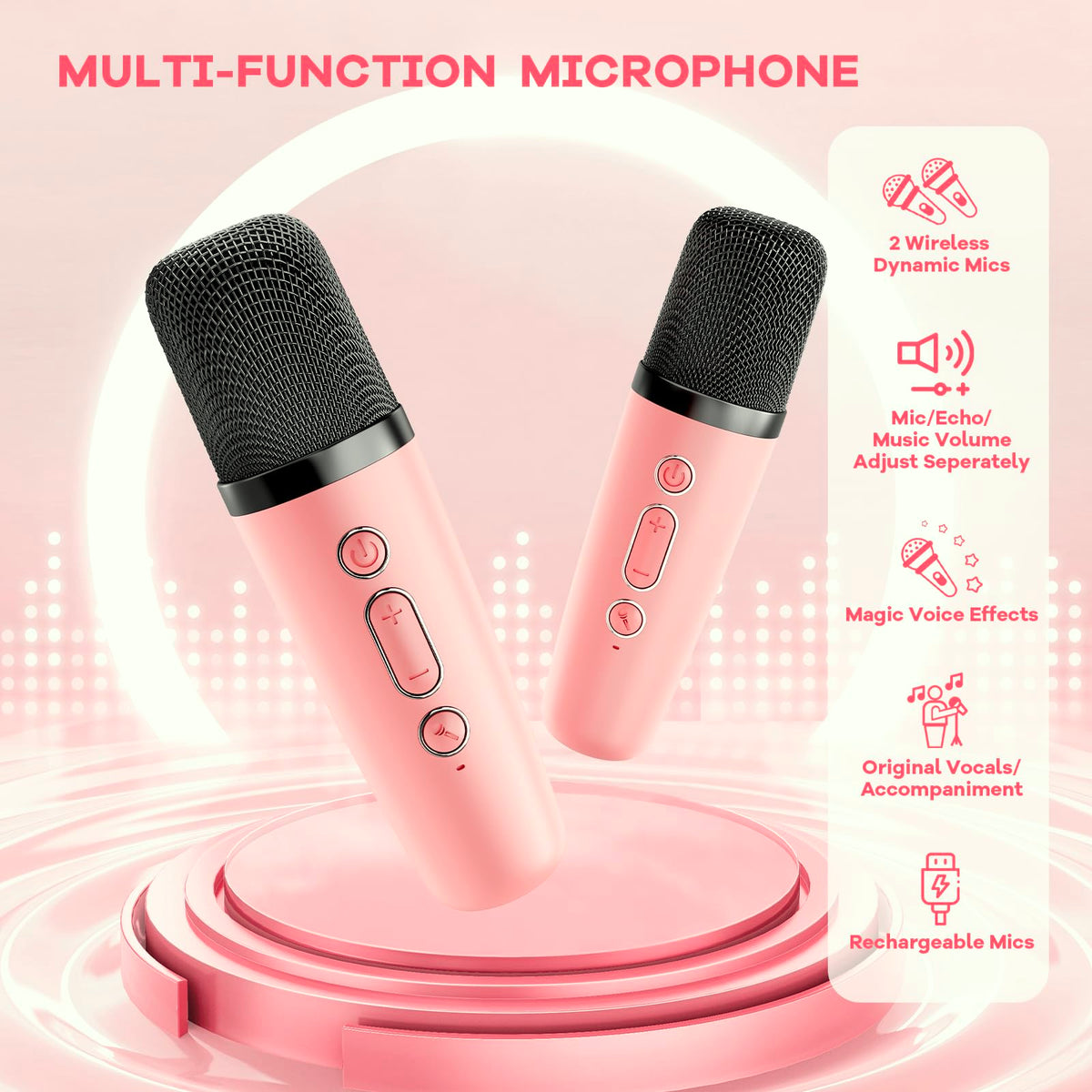 YLL Karaoke Machine for Kids, Birthday Gifts for Girls 3 4 5 6 7+Years Old