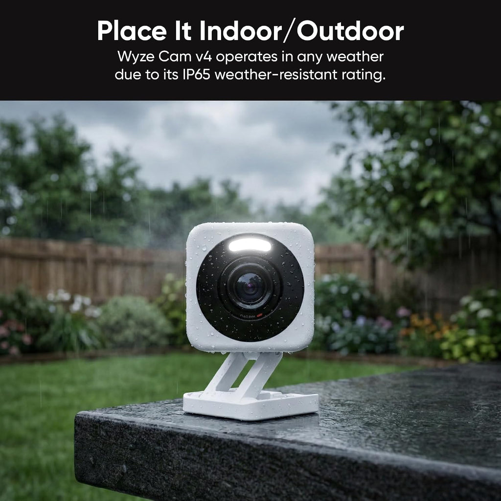 WYZE Cam v4, 2.5K Indoor/Outdoor Security Camera, Color Night Vision, White