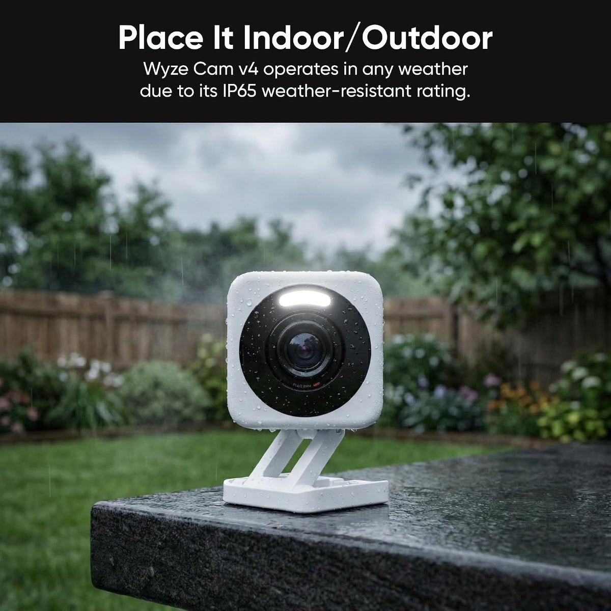 WYZE Cam v4, 2.5K Indoor/Outdoor Security Camera, Color Night Vision, White