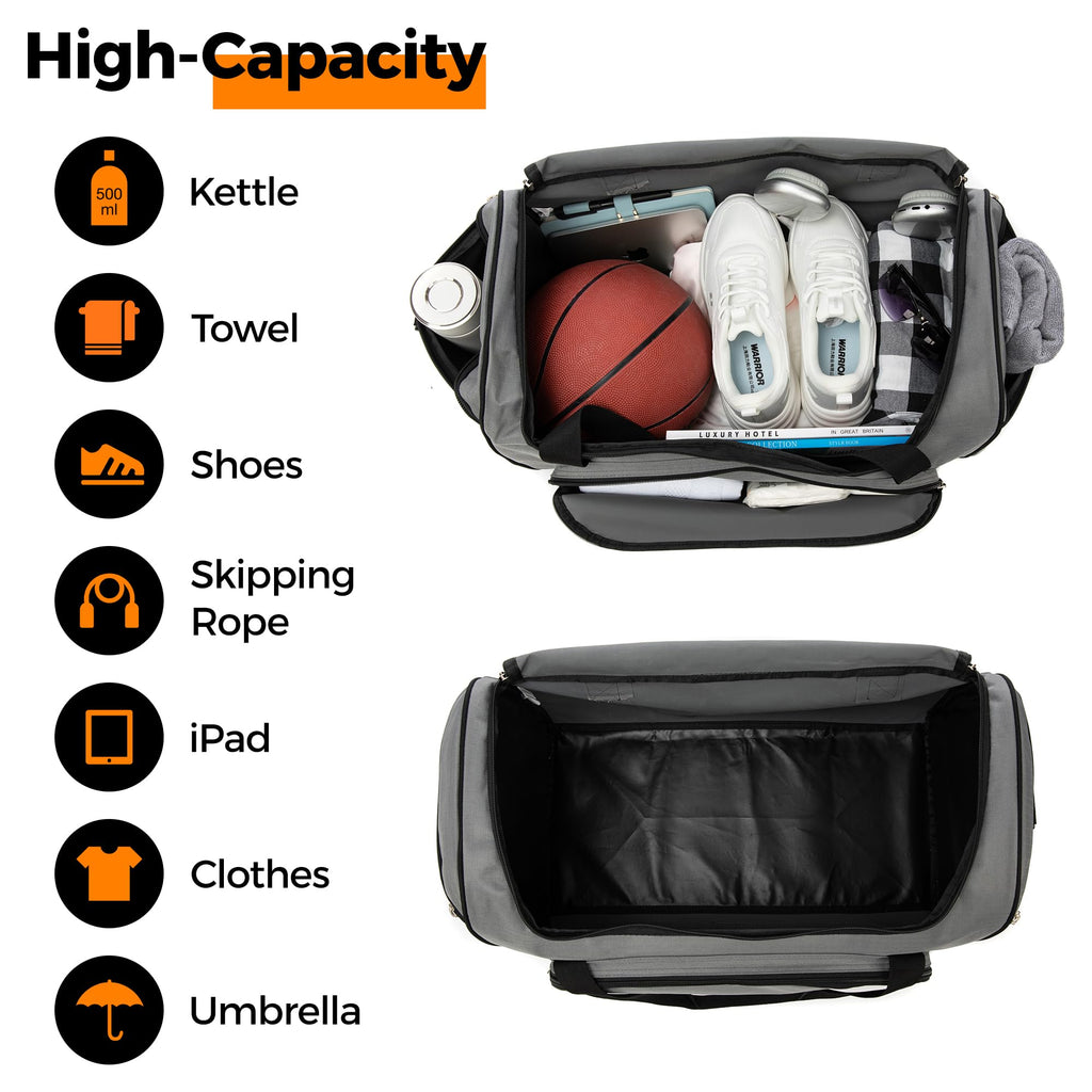 Gym Bag for Men & Women - 50L Large Duffle Bag for Travel, Black