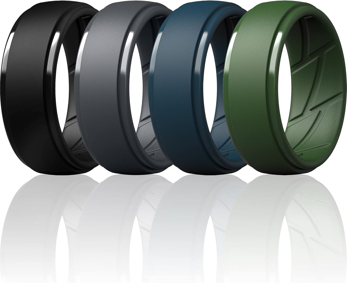 ThunderFit Men's Silicone Rings, Breathable Rubber Bands, 10mm Wide