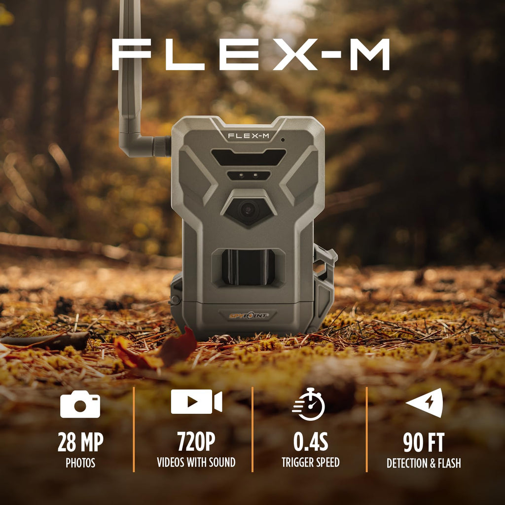 SPYPOINT Flex-M Twin, Cellular Trail Camera, Night Vision, Free Photo Plan