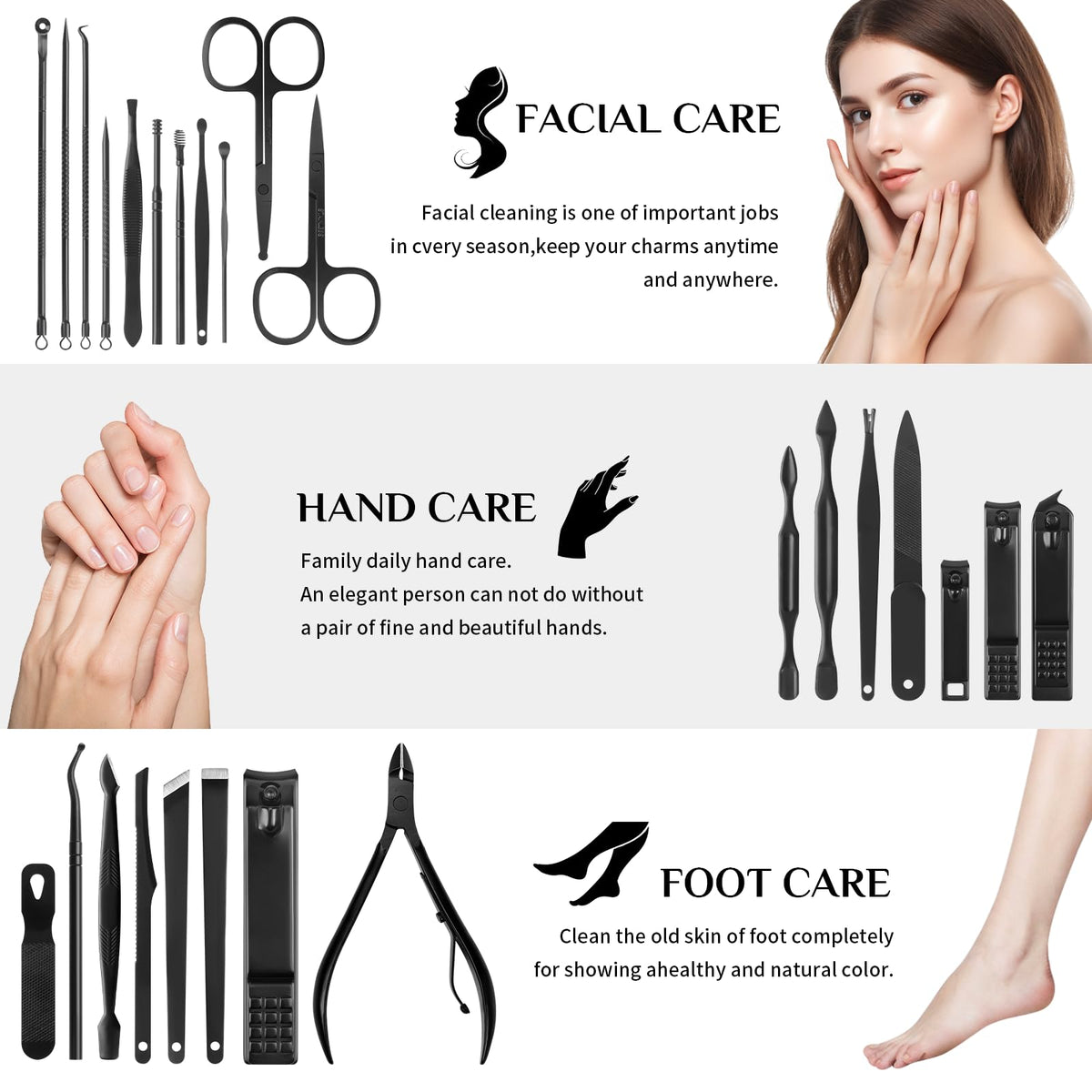 MINKINH Manicure Set Nail Clippers Set Pedicure Kit, 26-Piece Brown