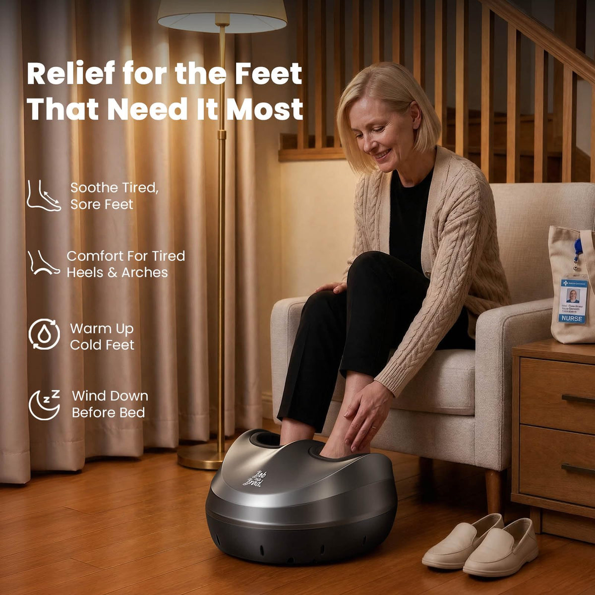 BOB AND BRAD Foot Massager Machine with Heat, FSA Eligible HSA Shiatsu Foot Massager for Plantar Fasciitis & Neuropathy with Kneading & Compression, Cordless Remote Control, Gift for Family, Size 14