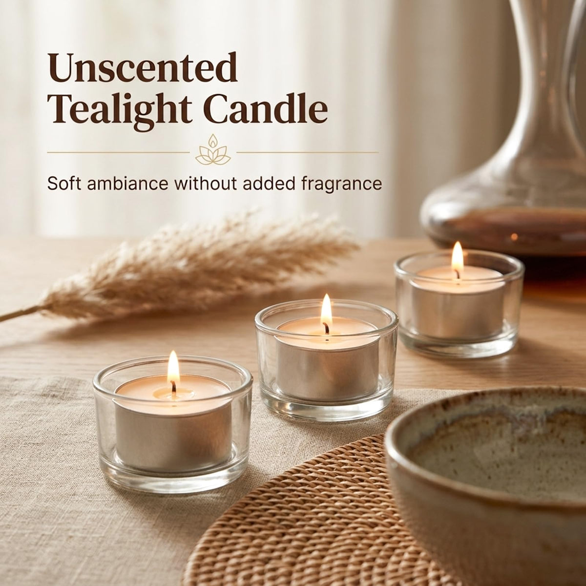 Tea Lights Candles 80 Pack, 4 Hour Palm Wax Tealight Candle Set