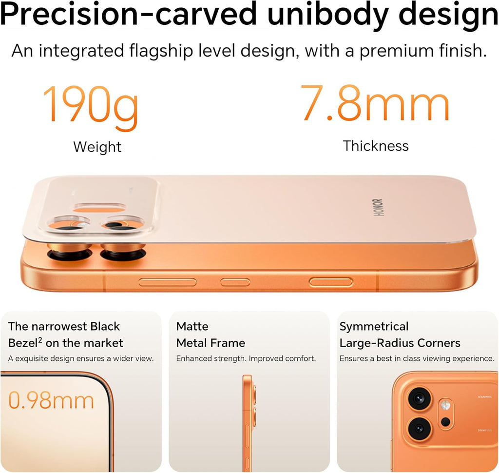 HONOR 600 Dual-SIM 256GB ROM + 8GB RAM (GSM Only | No CDMA) Factory Unlocked 5G Smartphone (Orange) - International Version