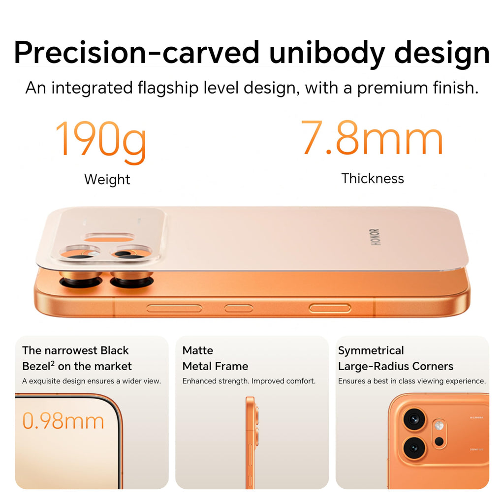 HONOR 600 Dual-SIM 256GB ROM + 8GB RAM (GSM Only | No CDMA) Factory Unlocked 5G Smartphone (Orange) - International Version