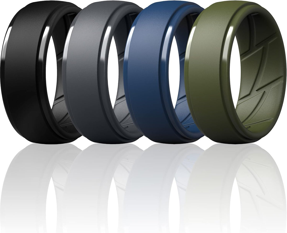 ThunderFit Men's Silicone Rings, Breathable Rubber Bands, 10mm Wide