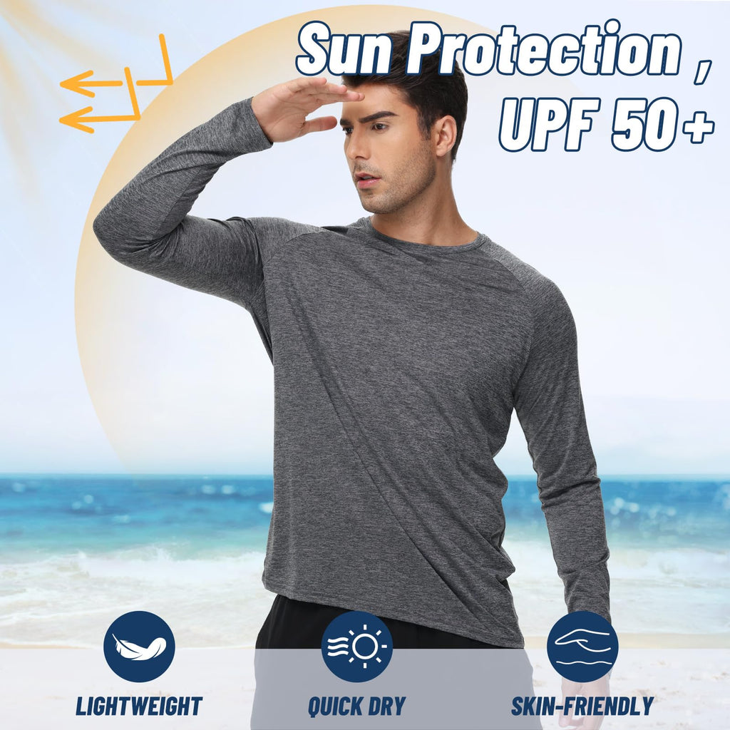 3 Pack Long Sleeve Shirts for Men Sun Protection Quick Dry Workout T Shirts