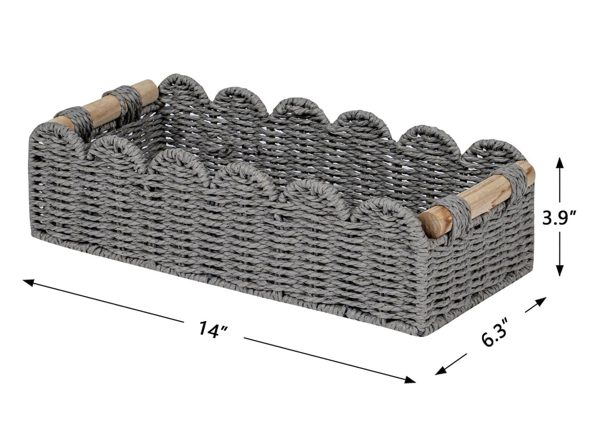 CubesLand Scalloped Toilet Paper Storage Basket W/Handle for Home Decor