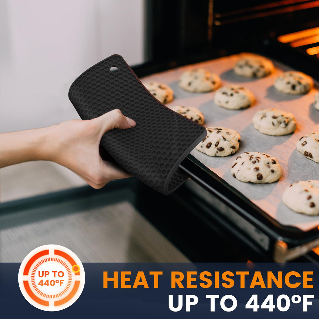 Silicone Trivet Mats 4 Heat Resistant Pot Holders Multipurpose Non-Slip Hot Pads for Kitchen Potholders, Drying mat, Jar Opener, Spoon Holder, Coaster(Dark Grey)