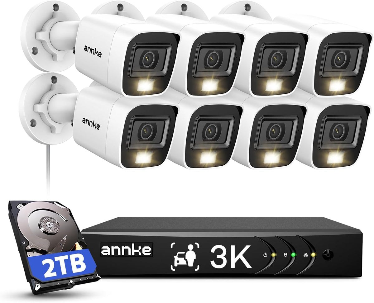 ANNKE 8CH 3K Wired Security Camera System with Smart Dual Light, 2TB HDD