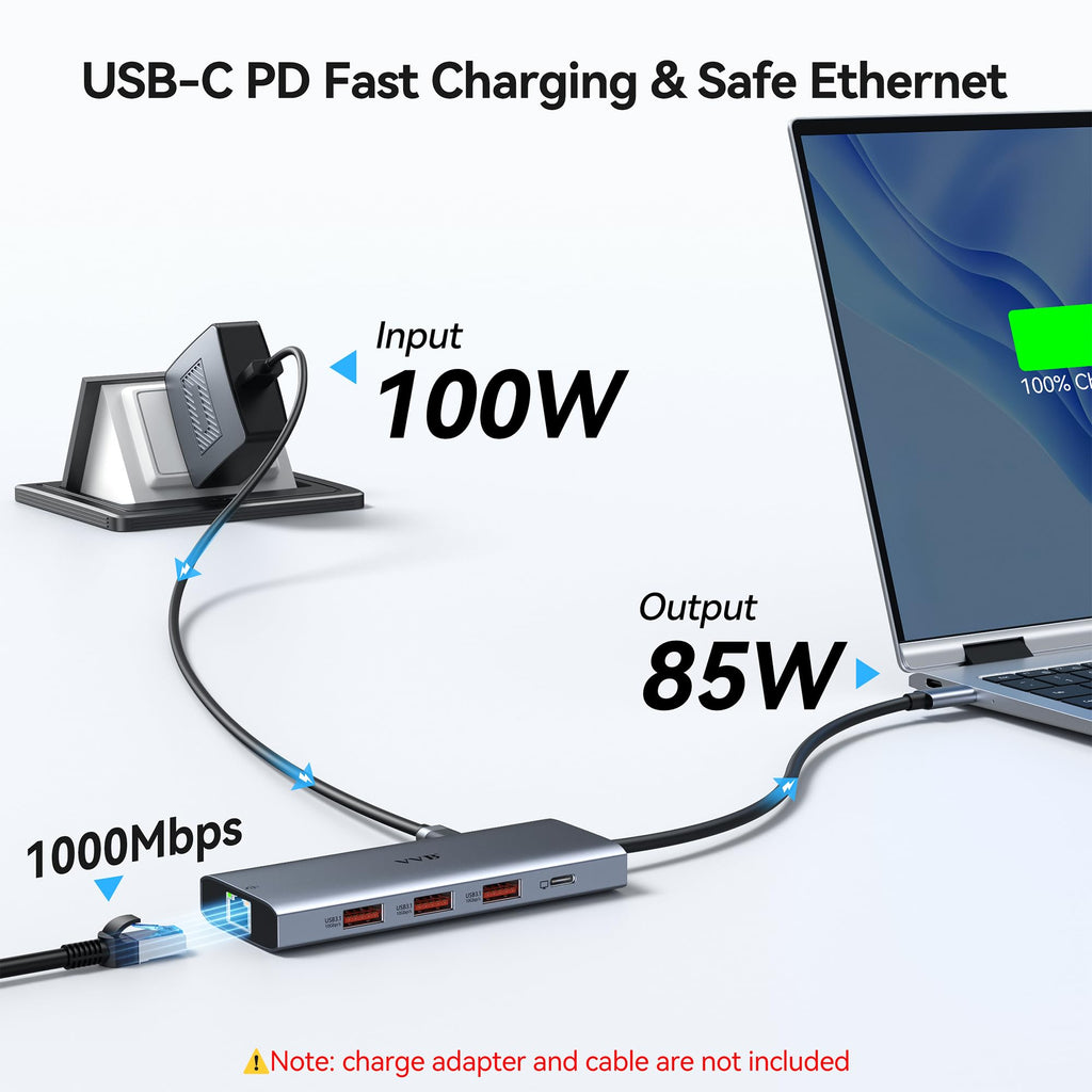 USB C Laptop Docking Station Dual Monitor HDMI USB C Hub Multiport Adapter