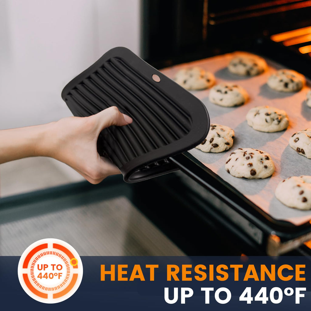 Silicone Trivet Mats 4 Heat Resistant Pot Holders Multipurpose Non-Slip Hot Pads for Kitchen Potholders, Drying mat, Jar Opener, Spoon Holder, Coaster(Dark Grey)