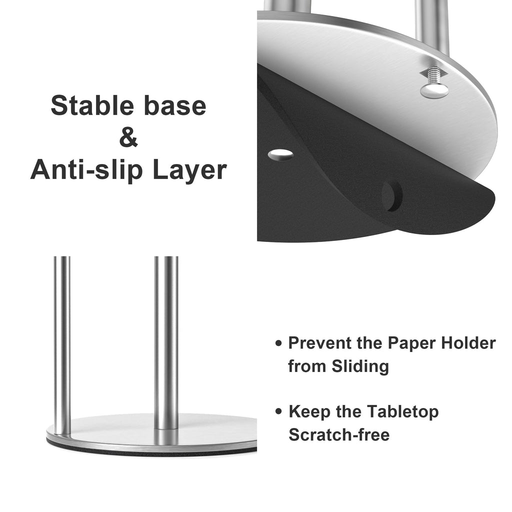 Paper Towel Holder Black Stainless Steel Kitchen Countertop Roll Organizer