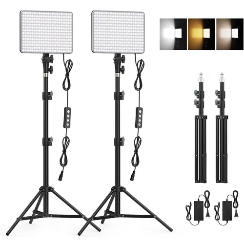 1-Pack LED Video Lighting Kit, Anautin 15W/1700Lux Photography Lighting with Tripod Stand, 2500-8500K Dimmable Streaming Light for Video Recording, Gaming, Podcast, Barber, Salon, TikTok, YouTube